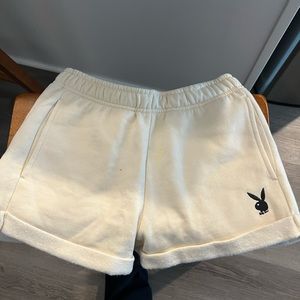 Cream playboy bunny shorts